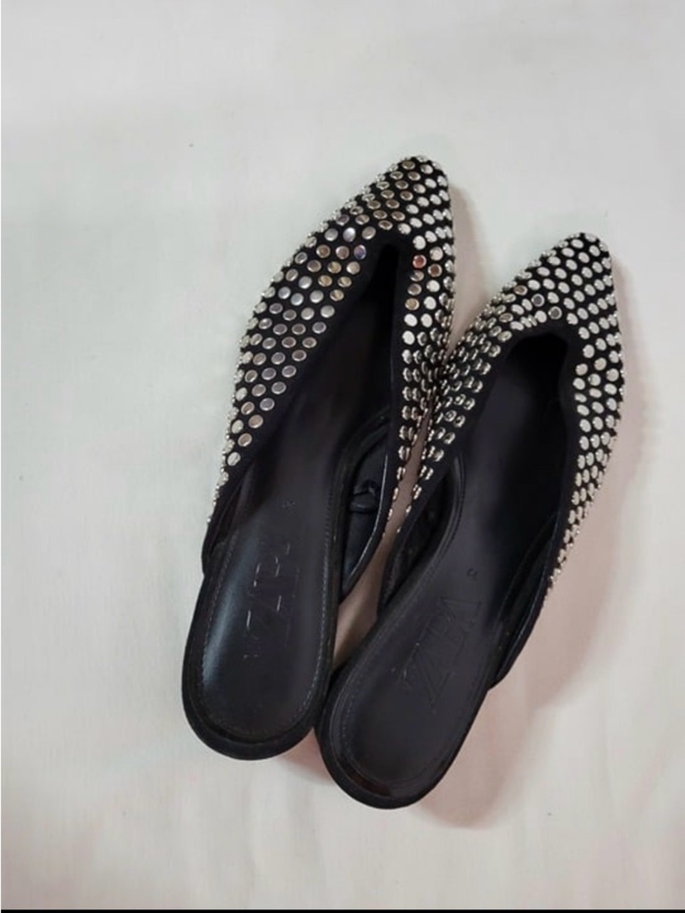 Zara Black Mules with Silver Studs